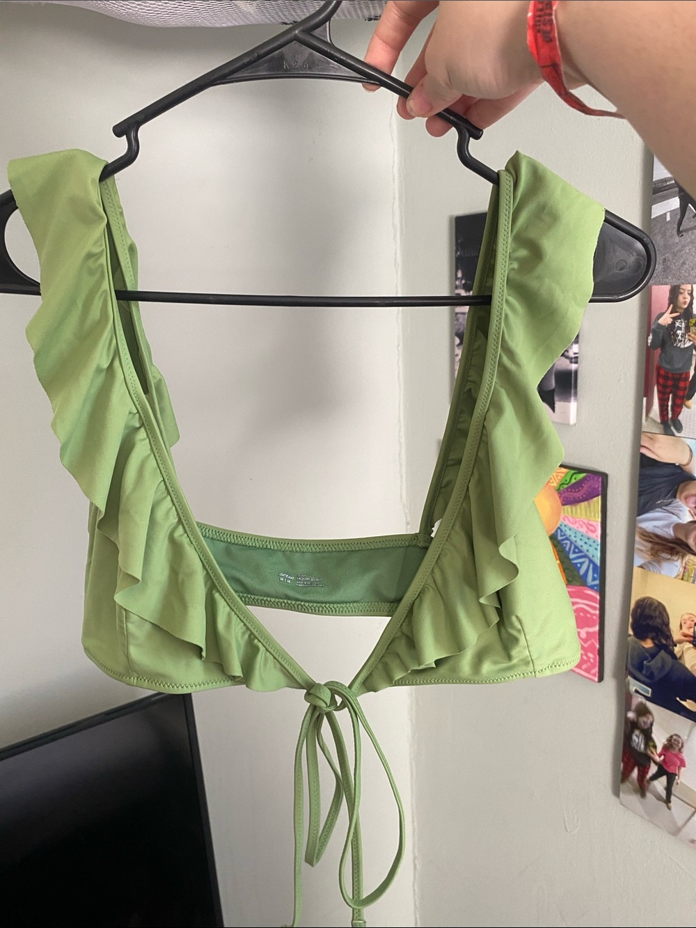 aerie Light Green Ruffled Tie-Back Camisole